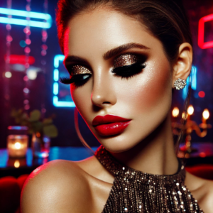 a glamorous woman with bold club makeup