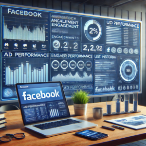 Facebook business marketing dashboard showing analytics and engagement metrics