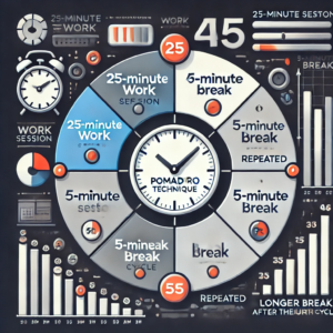 A visual representation of the Pomodoro Technique with time blocks