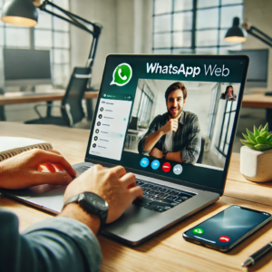user making a video call using WhatsApp Web