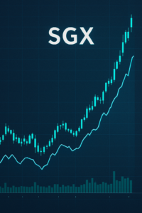 A digital financial chart illustrating SGX market trends